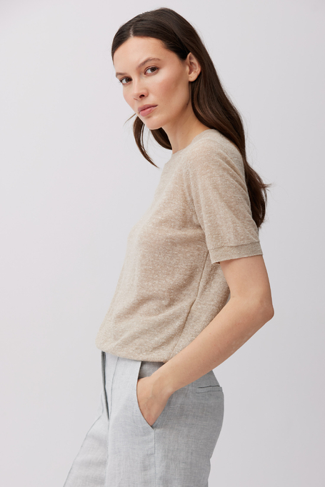 Beżowa bluzka z wełny i lnu