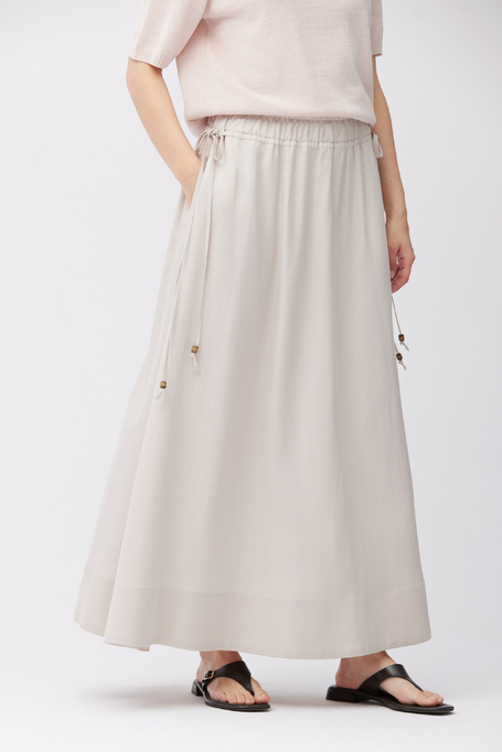 Beżowa spódnica maxi z mieszanki lnu i lyocellu