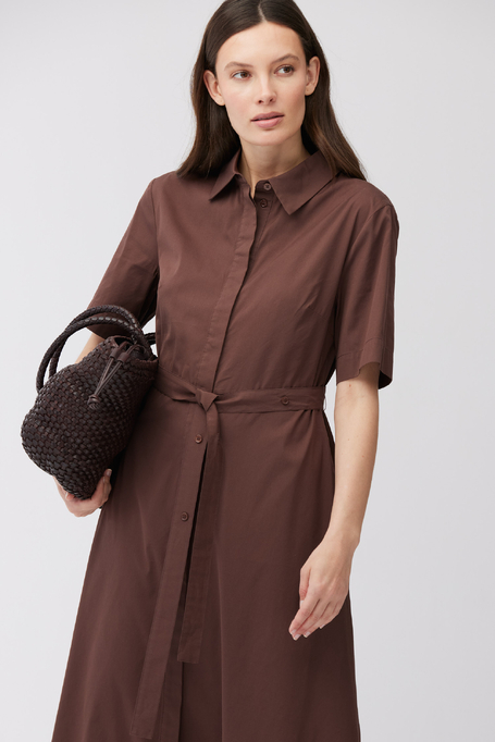 Brązowa midi sukienka z paskiem - Patrizia Aryton