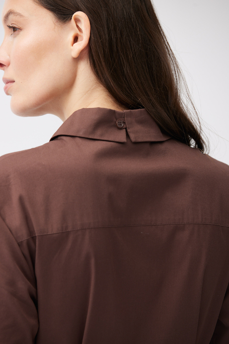 Brązowa midi sukienka z paskiem - Patrizia Aryton