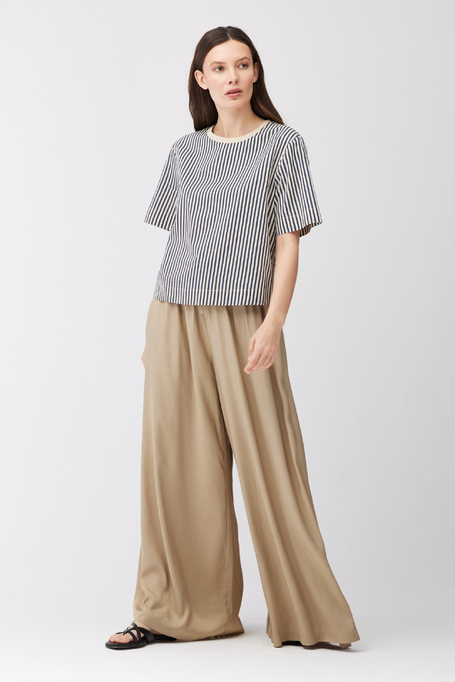 Bluzka w paski z bawełny i jedwabiu damska - Patrizia Aryton