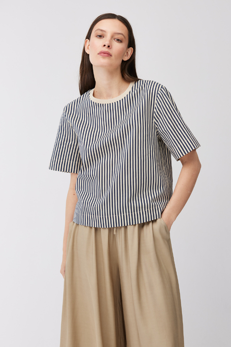 Bluzka w paski z bawełny i jedwabiu damska - Patrizia Aryton
