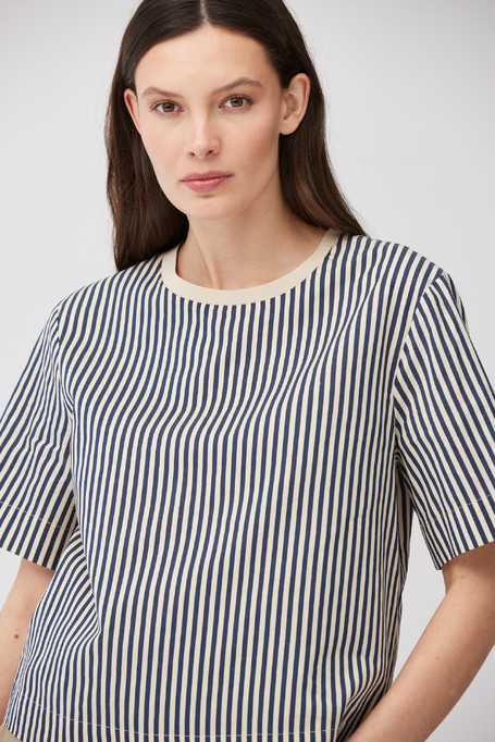 Jasna bluzka w paski z bawełny i jedwabiu