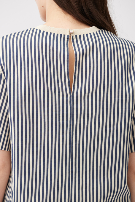 Jasna bluzka w paski z bawełny i jedwabiu