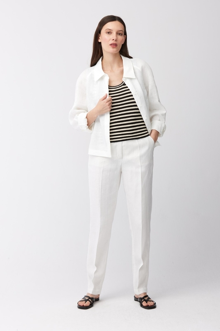 Lniane spodnie z wąską nogawką damskie - Patrizia Aryton