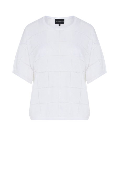 Bluzka off white z lyocellem i jedwabiem damska - Patrizia Aryton