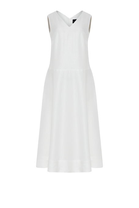 Lniana sukienka midi w kolorze off white - Patrizia Aryton Lniana sukienka midi w kolorze off white - Patrizia Aryton
