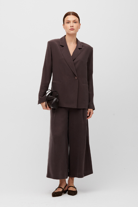 Brązowy żakiet z jedwabiu