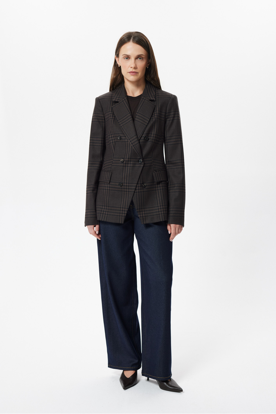 Żakiet w kratę z wełny dziewiczej Żakiet w kratę z wełny dziewiczej