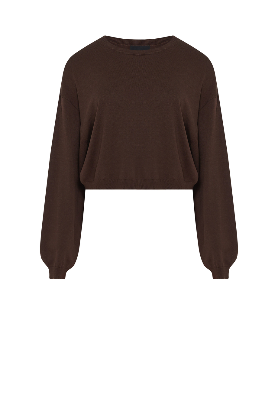 Czekoladowy krótki sweter z jedwabiem Czekoladowy krótki sweter z jedwabiem