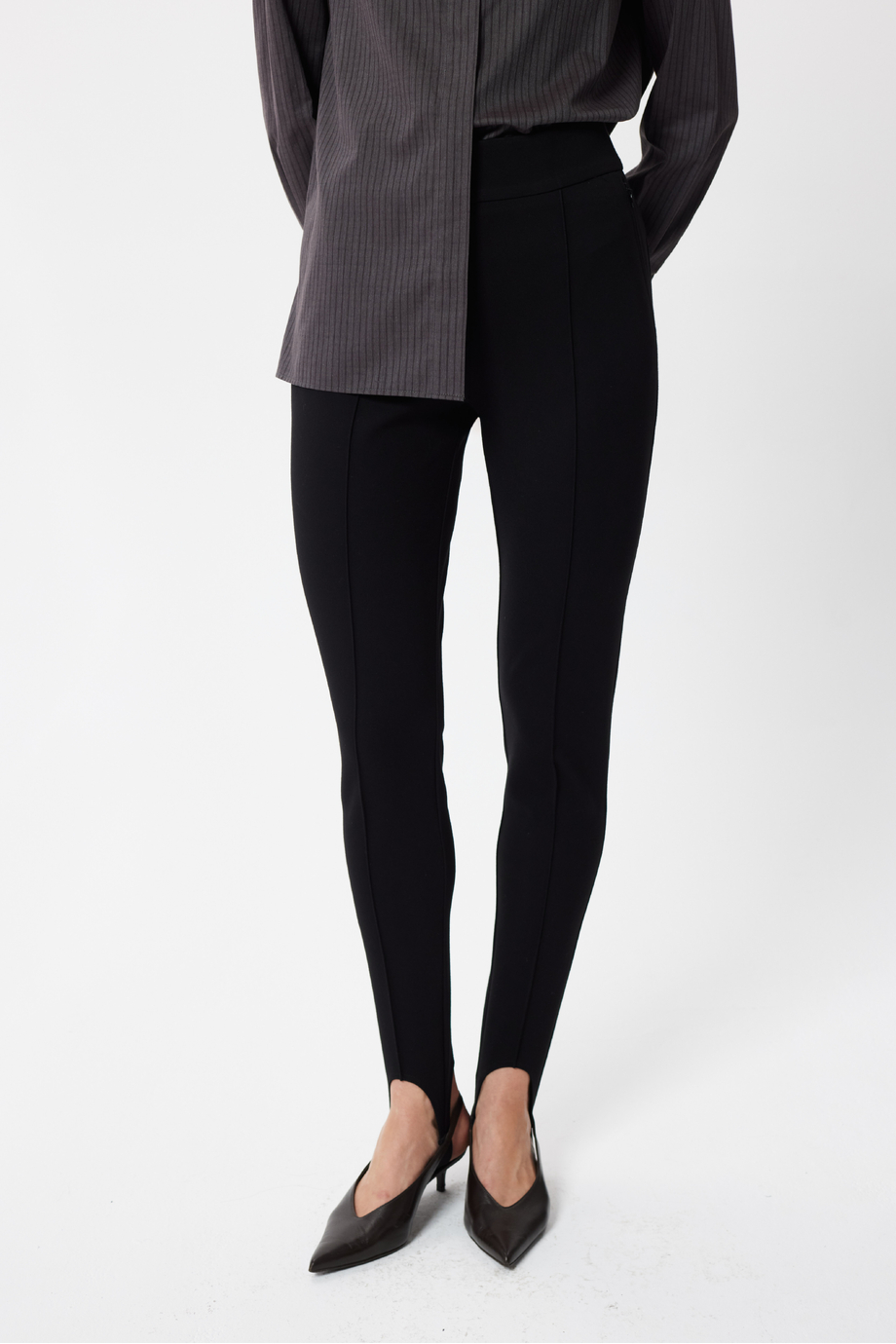 Czarne spodnie legginsy damskie - Patrizia Aryton Czarne spodnie legginsy damskie - Patrizia Aryton