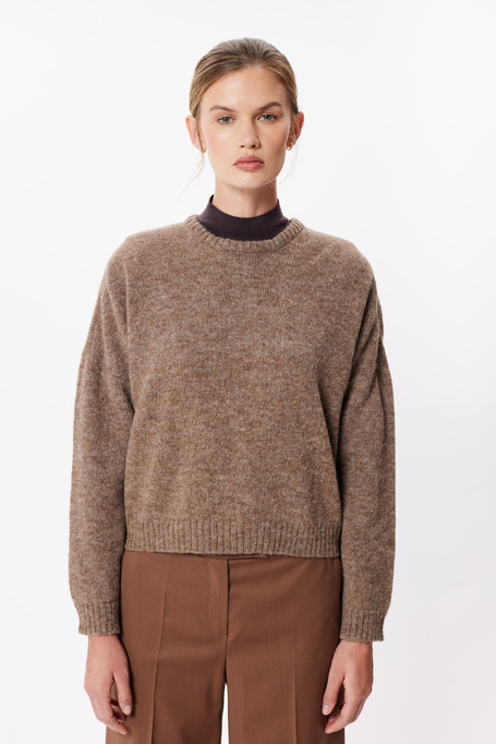 Camelowy sweter z wełną alpaki