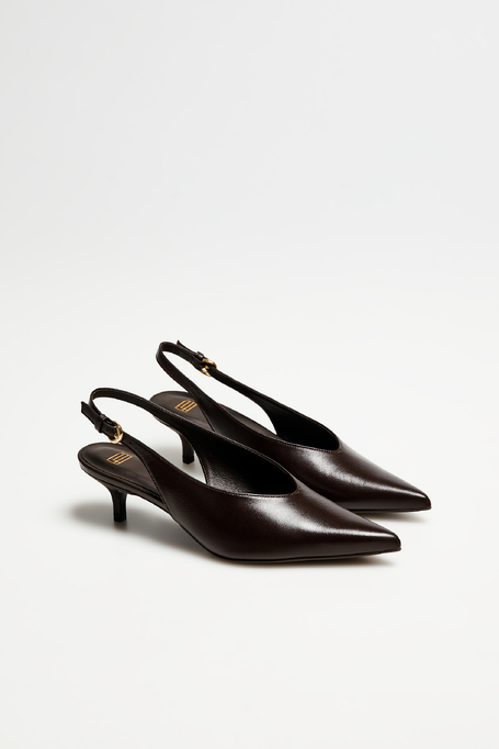 Skórzane buty typu sling back na średnim obcasie damskie - Patrizia Aryton Skórzane buty typu sling back na średnim obcasie damskie - Patrizia Aryton