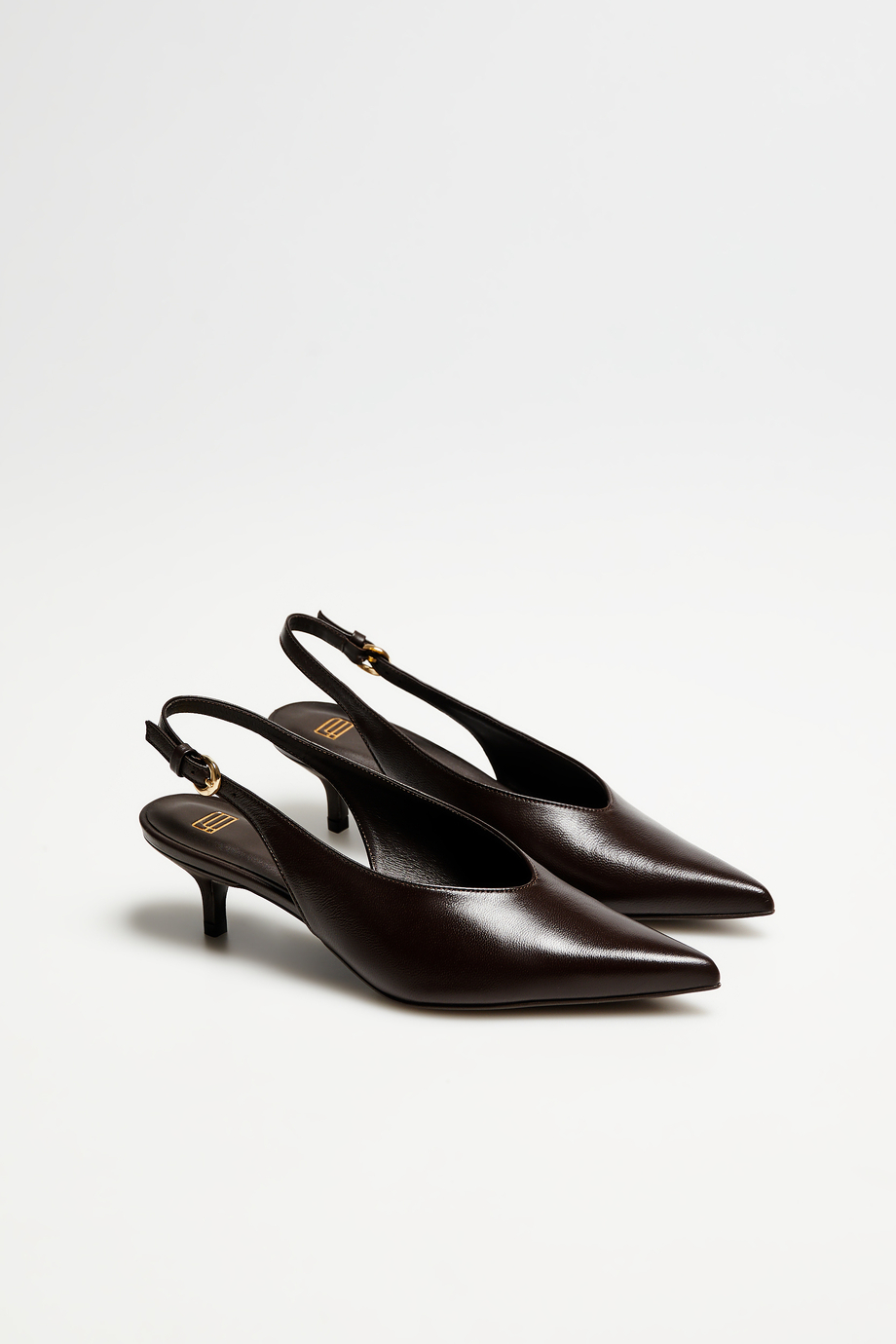 Skórzane buty typu sling back na średnim obcasie damskie - Patrizia Aryton Skórzane buty typu sling back na średnim obcasie damskie - Patrizia Aryton