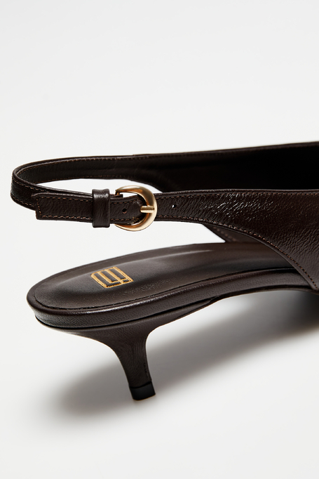 Skórzane buty typu sling back na średnim obcasie damskie - Patrizia Aryton Skórzane buty typu sling back na średnim obcasie damskie - Patrizia Aryton
