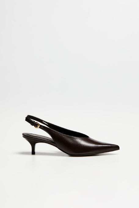 Skórzane buty typu sling back na średnim obcasie damskie - Patrizia Aryton