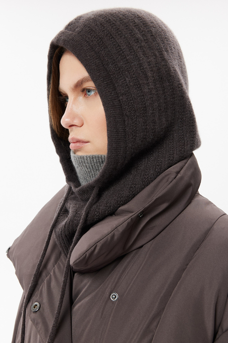 Kaszmirowa brązowa balaclava damska - Patrizia Aryton