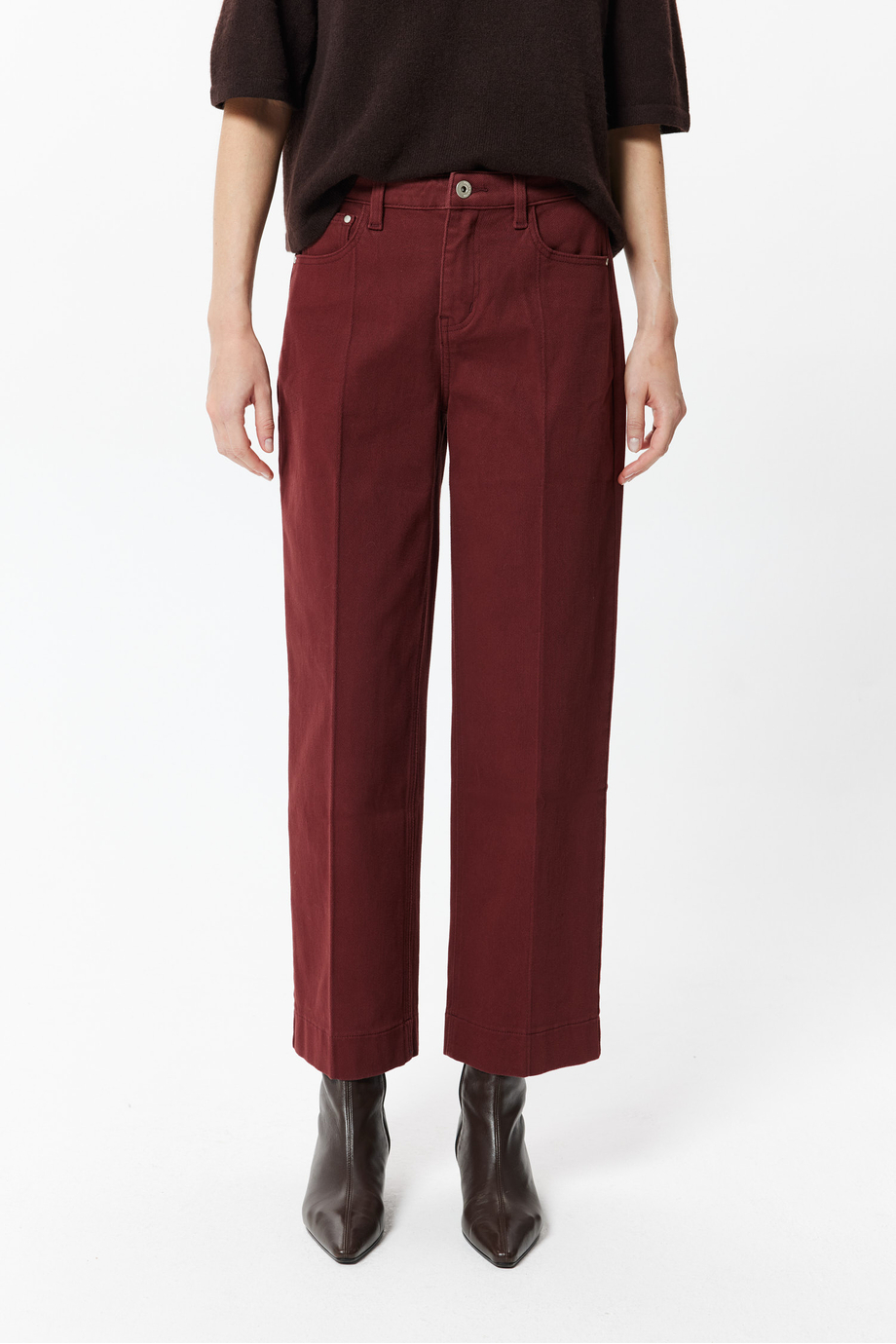 Ceglane jeansy typu culotte damskie - Patrizia Aryton Ceglane jeansy typu culotte damskie - Patrizia Aryton
