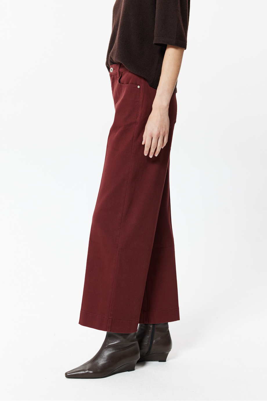 Ceglane jeansy typu culotte damskie - Patrizia Aryton Ceglane jeansy typu culotte damskie - Patrizia Aryton